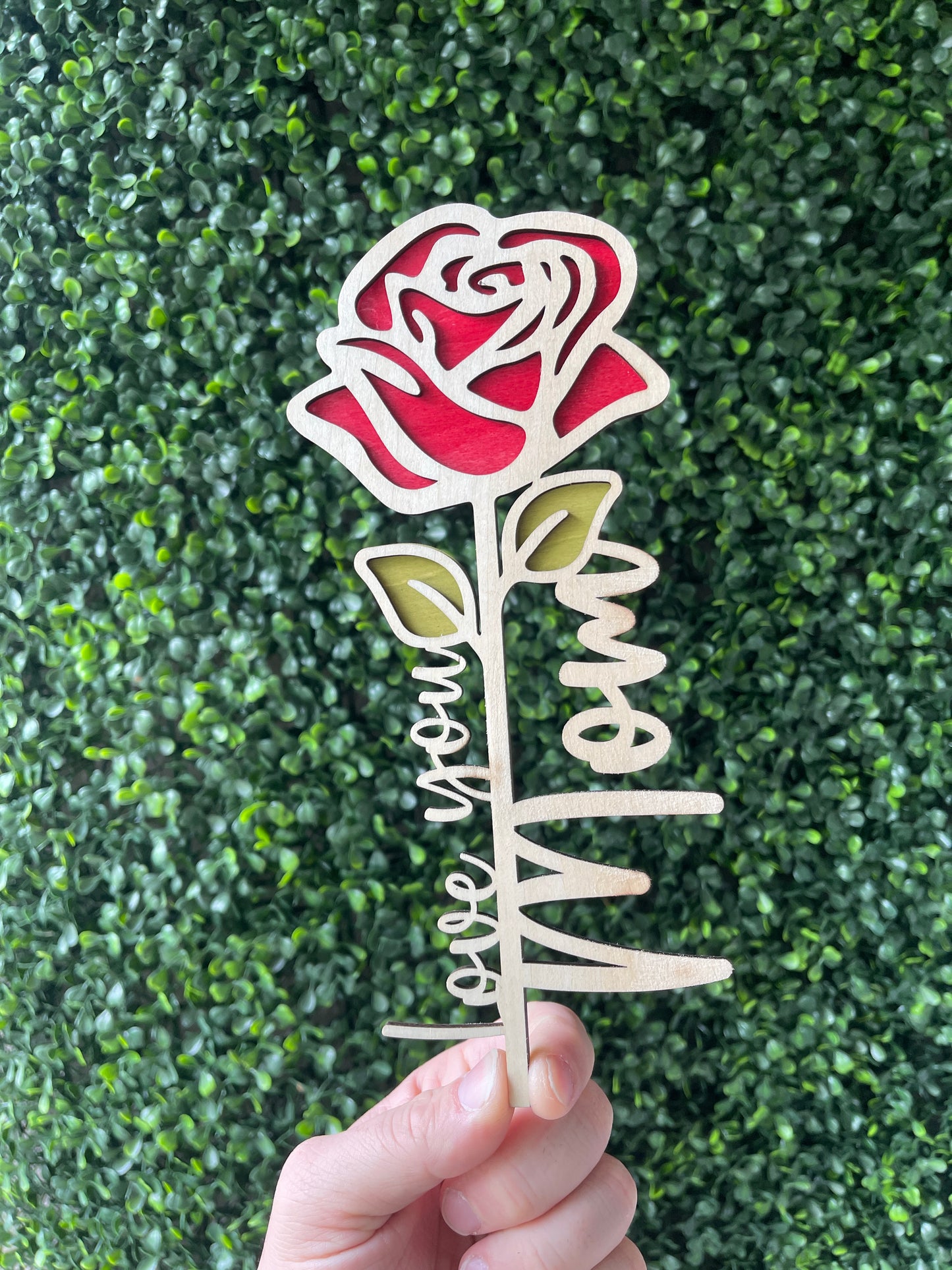 Mother’s Day- love you mom laser cut Rose - 3D Props Play